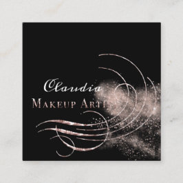 Visita Cuadrada Salón maquillaje Artista Tarjeta de cita Purpurina