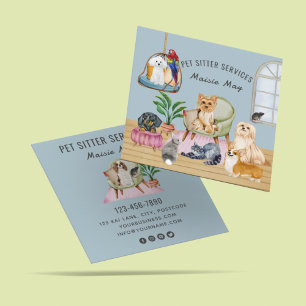 Visita Cuadrada Sentado mascota, Paseo de Perros, Tarjeta de Negoc