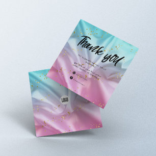 Visita Cuadrada Tarjeta de agradecimiento al Purpurina satinado az