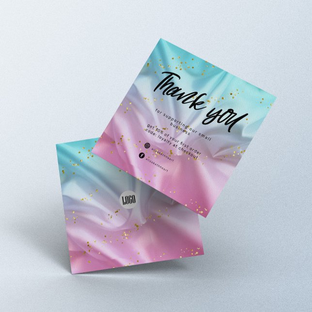 Visita Cuadrada Tarjeta de agradecimiento al Purpurina satinado az (Subido por el creador)