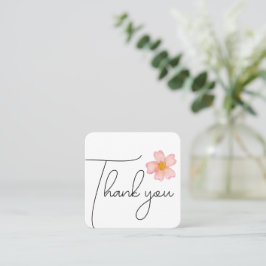 Visita Cuadrada Tarjeta de agradecimiento con flor de acuarela ros