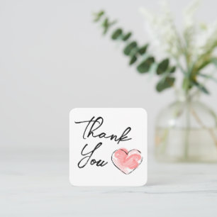 Visita Cuadrada Tarjeta de agradecimiento Corazón Acuarela Rosa pa