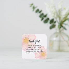 Visita Cuadrada Tarjeta de agradecimiento - Floral acuarela rosa