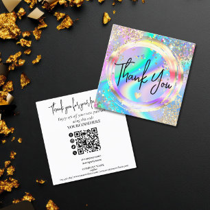 Visita Cuadrada tarjeta de agradecimiento holográfica de guión mod