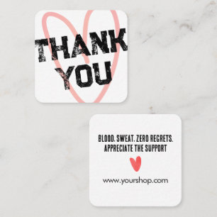 Visita Cuadrada Tarjeta de agradecimiento personalizada con corazó