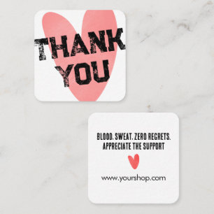 Visita Cuadrada Tarjeta de agradecimiento personalizada con corazó