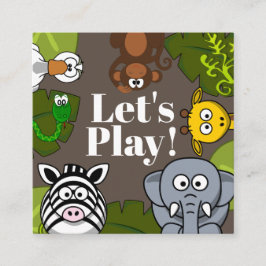 Visita Cuadrada Tarjeta de animales divertidos de Playdate para ni