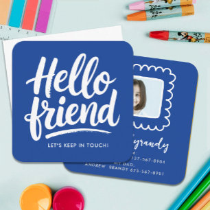 Visita Cuadrada Tarjeta de cita de juego azul simple para padres c