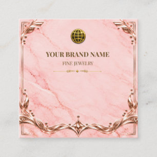 Visita Cuadrada Tarjeta de collar de rosa dorada y rosa elegante