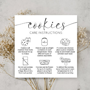 Visita Cuadrada Tarjeta de cuidado de cookies Elegant Script Minim