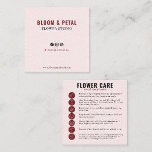 Visita Cuadrada Tarjeta de cuidado de flores Bloom & Petal Blush B