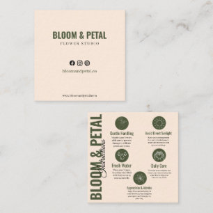 Visita Cuadrada Tarjeta de cuidado de flores Bloom & Petal Sage Gr