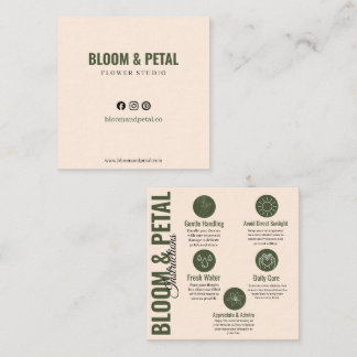 Visita Cuadrada Tarjeta de cuidado de flores Bloom & Petal Sage Gr