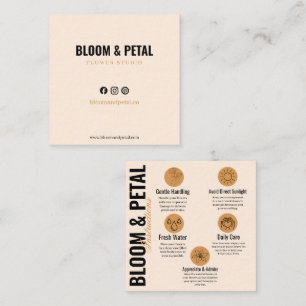 Visita Cuadrada Tarjeta de cuidado de flores minimalista Bloom & P