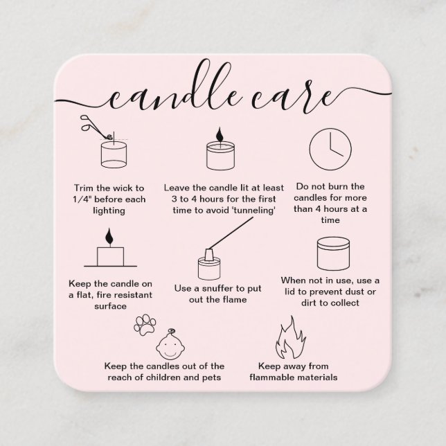 Visita Cuadrada Tarjeta de cuidado de velas Gracias Tarjeta Añadir (Anverso)