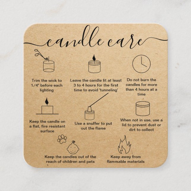 Visita Cuadrada Tarjeta de cuidado de velas Gracias Tarjeta Añadir (Anverso)