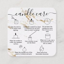 Visita Cuadrada Tarjeta de cuidado de velas gracias tarjeta hecha 