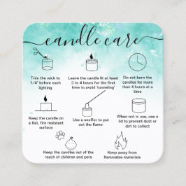 Visita Cuadrada Tarjeta de cuidado de velas gracias tarjeta hecha 