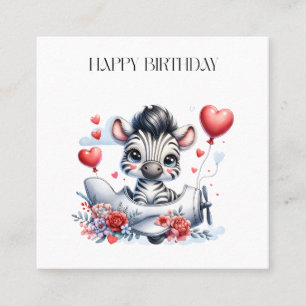 Visita Cuadrada Tarjeta de cumpleaños de avión cebra