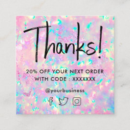 Visita Cuadrada tarjeta de descuento de textura opal brillante