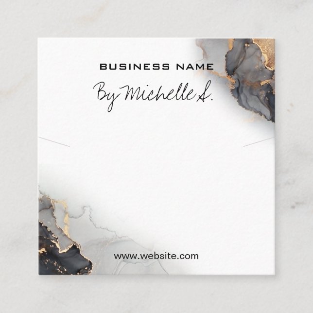 Visita Cuadrada Tarjeta De Embalaje De Lush Ink Black And Gold Pen (Anverso)