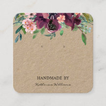 Tarjeta de exhibición de aretes | Floral Burgundy 