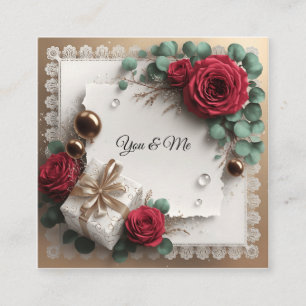 Visita Cuadrada Tarjeta de felicitación plana elegante en oro con 
