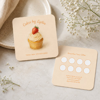 Visita Cuadrada Tarjeta de fidelidad de panadería de cupcakes de f