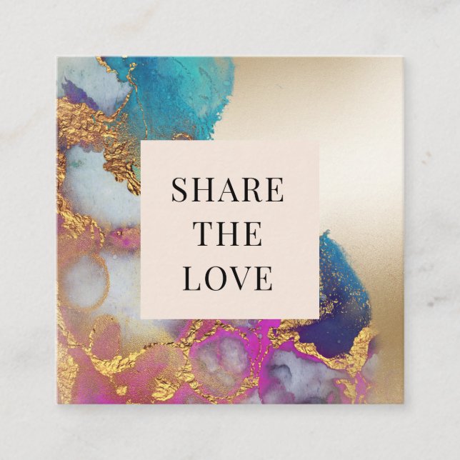 Visita Cuadrada tarjeta de fidelidad moderna de Relieve metalizado (Anverso)