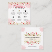 Tarjeta de instrucciones de cuidado de flores rosa