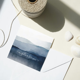 Visita Cuadrada Tarjeta de las montañas acuarelas - Diseño inspira