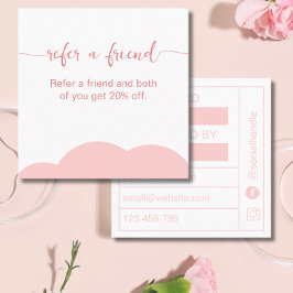 Visita Cuadrada Tarjeta de lealtad de referencia rosa y blanco