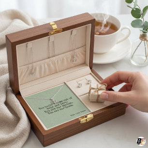 Visita Cuadrada Tarjeta de Mensaje de Caja de Joyas Sage Linen Hom