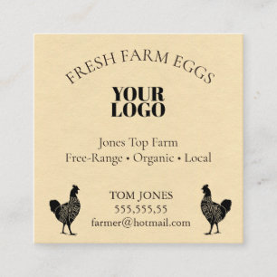 Visita Cuadrada Tarjeta de Negocio de Granjero de Huevos de Pollo 