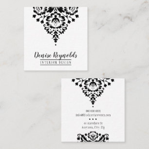 Visita Cuadrada TARJETA DE NEGOCIO elegante damasco blanco negro e