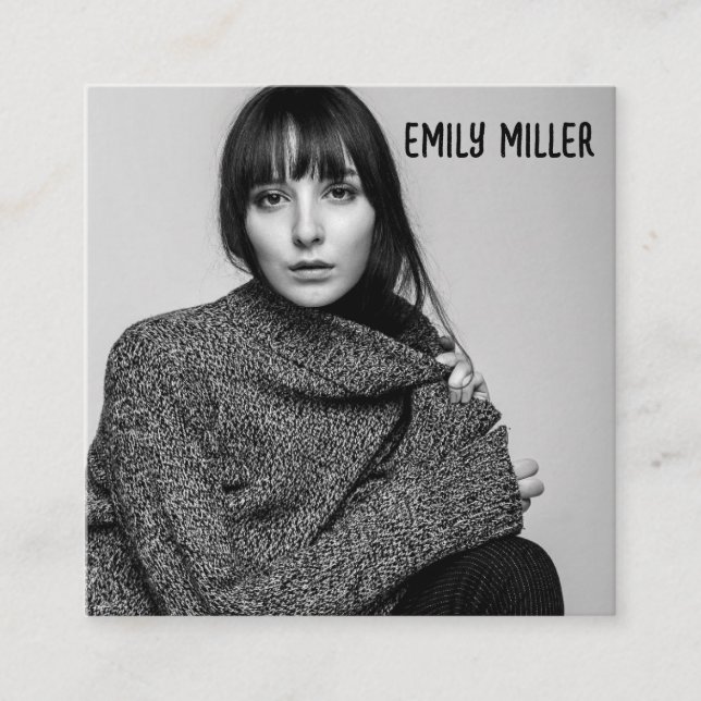 VISITA CUADRADA TARJETA DE NEGOCIO MODERNA PERSONALIZADO FOTOGRÁFI (Anverso)