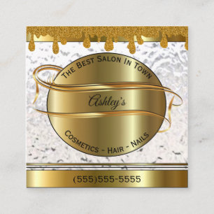 Visita Cuadrada Tarjeta De Negocio Personalizada Gold And White