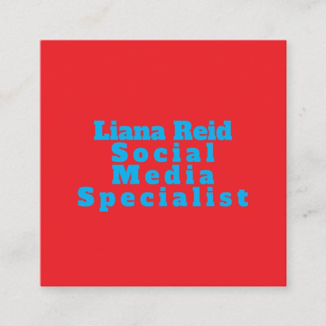 Visita Cuadrada Tarjeta De Negocios Azul Y Rojo (Anverso)