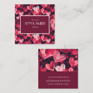 Visita Cuadrada tarjeta de negocios con corazón rojo