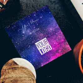 Visita Cuadrada tarjeta de negocios de galaxia púrpura con marca