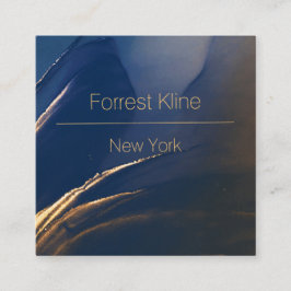 Visita Cuadrada Tarjeta de negocios moderna azul y dorada