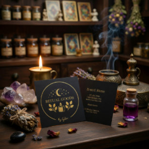 Visita Cuadrada Tarjeta de Negocios Ritual de la Luna de Oro Místi