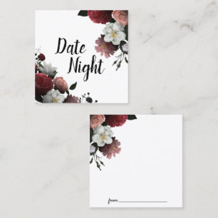 Visita Cuadrada Tarjeta de Noche de Fecha de Flores Elegantes de B