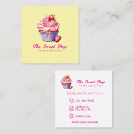 Visita Cuadrada Tarjeta de panadería de pastelito amarillo | Logo