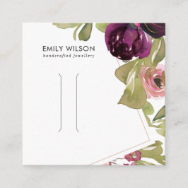 VISITA CUADRADA TARJETA DE PANTALLA DEL CLIP FLORAL DE RUBOR BURGU