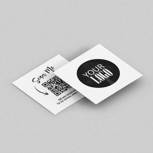 Visita Cuadrada Tarjeta de presentación (Business card template with a scannable QR code and logo template. )