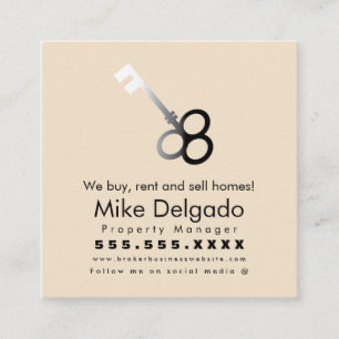 Visita Cuadrada Tarjeta de presentación beige de ventas de hogar c