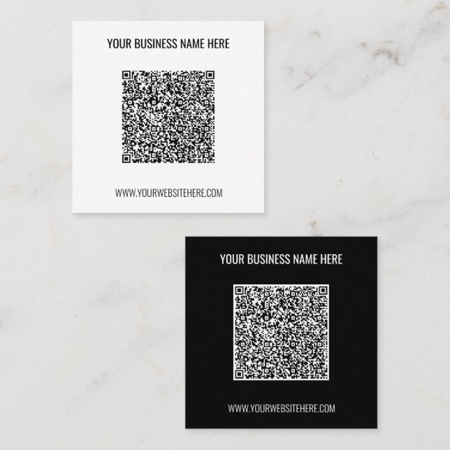 Visita Cuadrada Tarjeta de Presentación Comercial con Código QR y  (Anverso / Reverso)