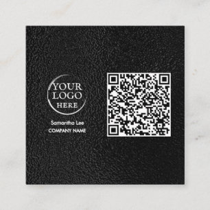 Visita Cuadrada Tarjeta de presentación con código QR de cuero neg