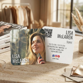 Visita Cuadrada Tarjeta de presentación con código QR de foto mini